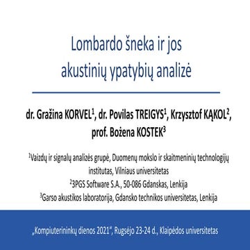 Gražina Korvel. Lombardo šnekos ir jos akustinių ypatybių analizė