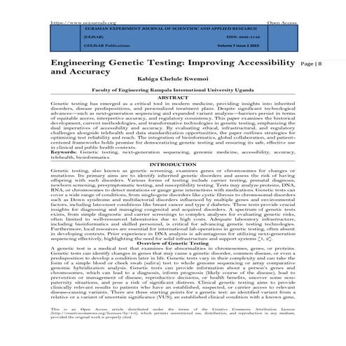 Engineering Genetic Testing: Improving Accessibility  and Accuracy (www.kiu.ac.ug)