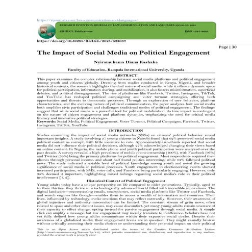 The Impact of Social Media on Political Engagement (www.kiu.ac.ug) | PDF
