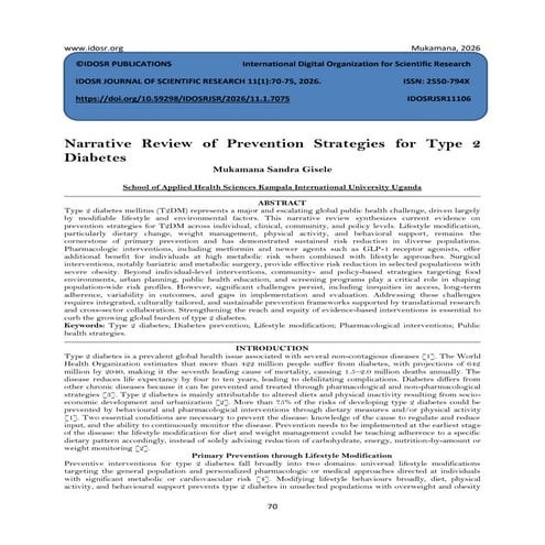 Narrative Review of Prevention Strategies for Type 2 Diabetes (www.kiu ...