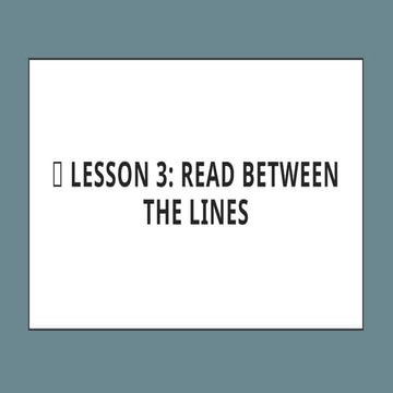 Lesson 3: Read Between The Lines group 2 report | PPTX