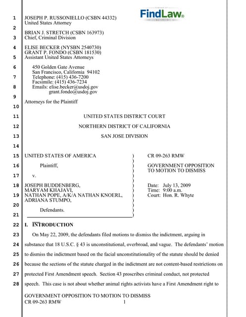 FindLaw | Government Response to Motion to Dismiss AETA case