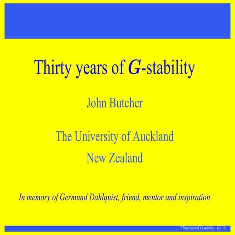 Thirty years of G-stabitlty