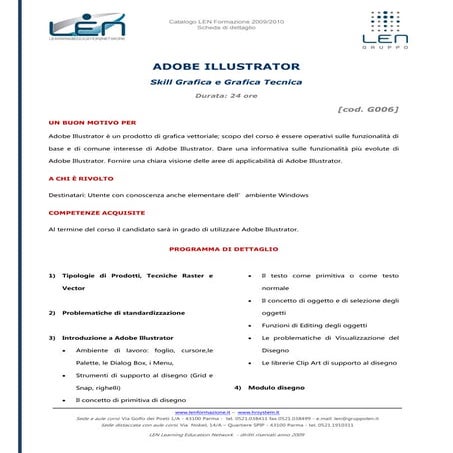 Adobe illustrator - Scheda corso LEN