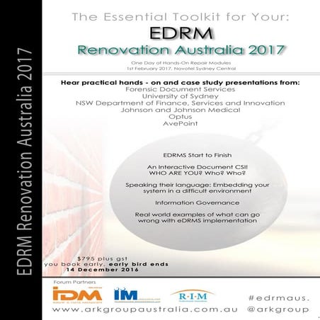 The Essential Toolkit for Your: EDRM Renovation Australia 2017