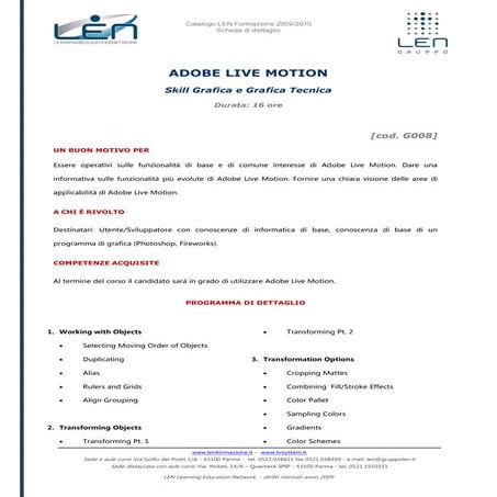Adobe live motion - Scheda corso LEN