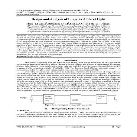 Design and Analysis of Image as A Street Light