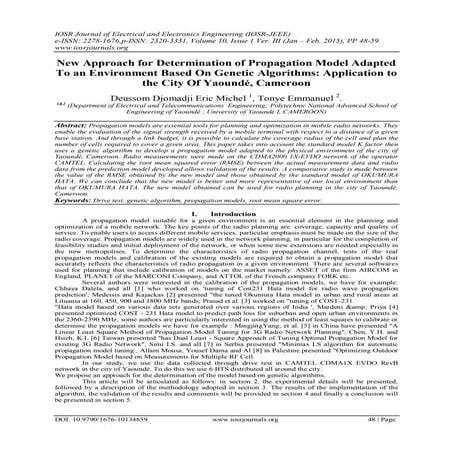 New Approach for Determination of Propagation Model Adapted To an Environment...