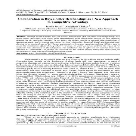 Collaboration in Buyer-Seller Relationships as a New Approach to Competitive ...