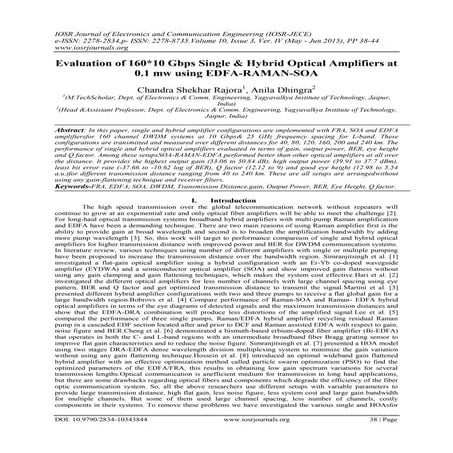 Performance Analysis of Optical Amplifiers (EDFA and SOA) | PDF