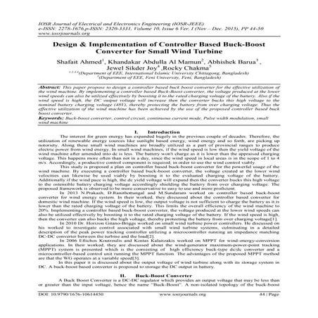 Design & Implementation of Controller Based Buck-Boost Converter for Small Wi...