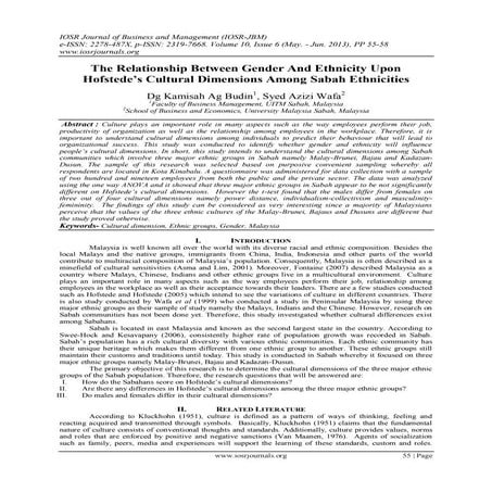 The Relationship Between Gender And Ethnicity Upon Hofstede’s Cultural Dimens...