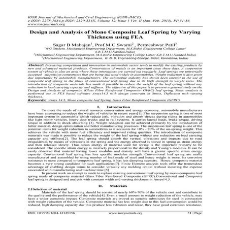 Design and Analysis of Mono Composite Leaf Spring by Varying Thickness using FEA