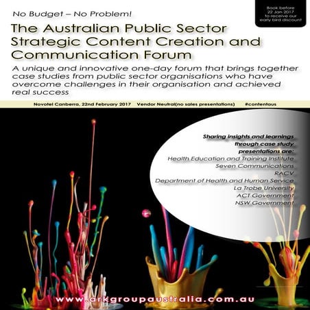 Content Creation and the Australian Public Sector - one day only in Canberra