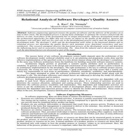 Relational Analysis of Software Developer’s Quality Assures