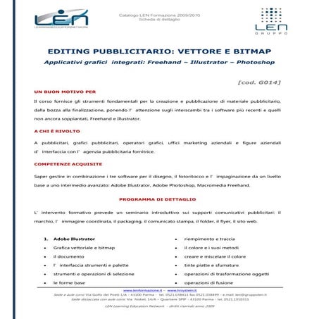 Editing pubblicitario: vettore e bitmap - Scheda corso LEN