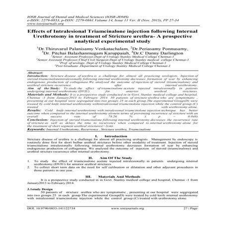 Effects of Intralesional Triamcinalone injection following Internal Urethroto...