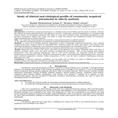 Study of clinical and etiological profile of community acquired pneumonia in ...