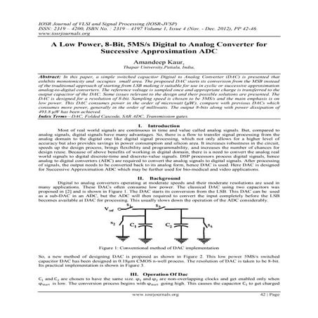 A Low Power, 8-Bit, 5MS/s Digital to Analog Converter for Successive Approxim...