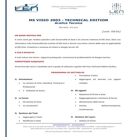 MS Visio 2003 Technical Edition - Scheda corso LEN