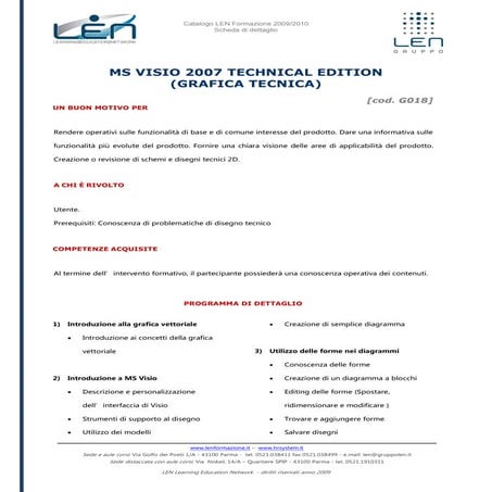MS Visio 2007 Technical Edition grafica tecnica - Scheda corso LEN