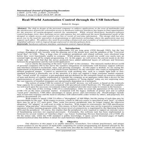 Real-World Automation Control through the USB Interface