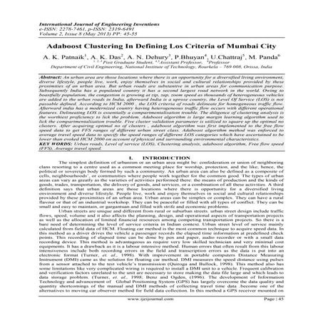 Adaboost Clustering In Defining Los Criteria of Mumbai City