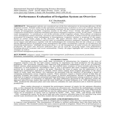 Review of performance evaluation of canal irrigation system | PDF
