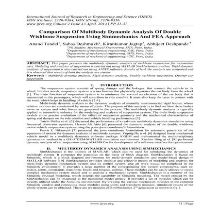 Comparison Of Multibody Dynamic Analysis Of Double Wishbone Suspension Using ...