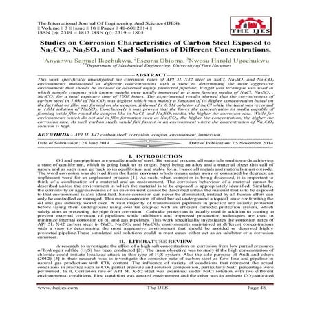 Studies on Corrosion Characteristics of Carbon Steel Exposed to Na2CO3, Na2SO...