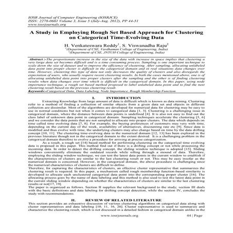 A Study in Employing Rough Set Based Approach for Clustering  on Categorical ...