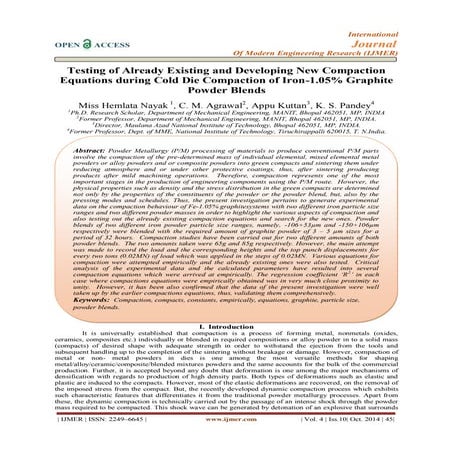 Testing of Already Existing and Developing New Compaction  Equations during C...