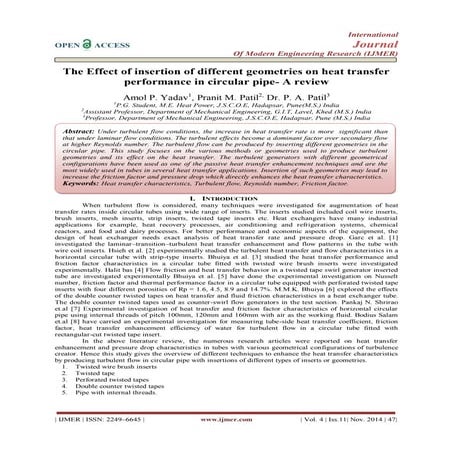The Effect of insertion of different geometries on heat transfer performance ...