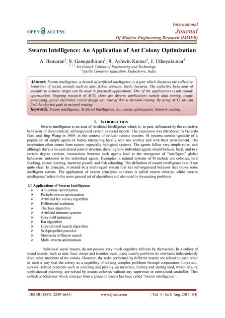 Swarm Intelligence: An Application of Ant Colony Optimization