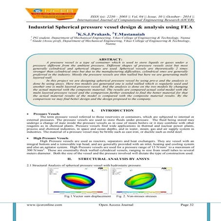 Industrial Spherical pressure vessel design & analysis using FEA | PDF