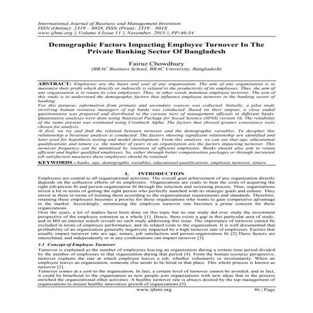 	Demographic Factors Impacting Employee Turnover In The Private Banking Secto...