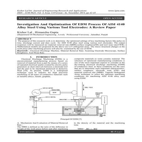 Investigation And Optimization Of EDM Process Of AISI 4140 Alloy Steel Using ...