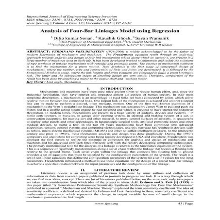 Analysis of Four-Bar Linkages Model using Regression