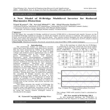 A New Model of H-Bridge Multilevel Inverter for Reduced Harmonics Distortion