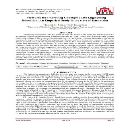 Measures for Improving Undergraduate Engineering Education: An Emperical Stud...