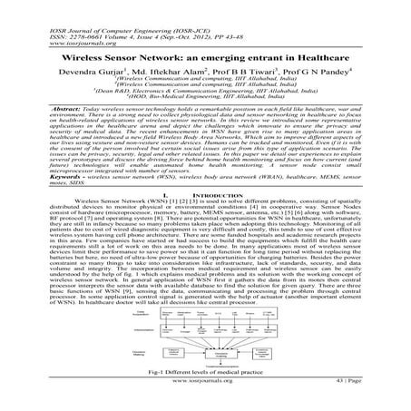 Wireless Sensor Network: an emerging entrant in Healthcare