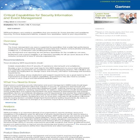 G05.2013   Critical Capabilities for SIEM