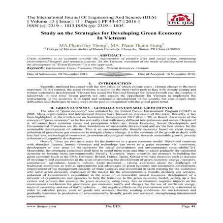 Study on the Strategies for Developing Green Economy In Vietnam | PDF