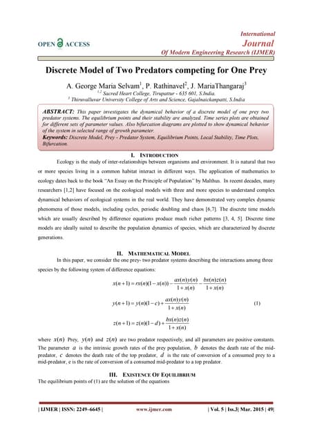 Discrete Model of Two Predators competing for One Prey