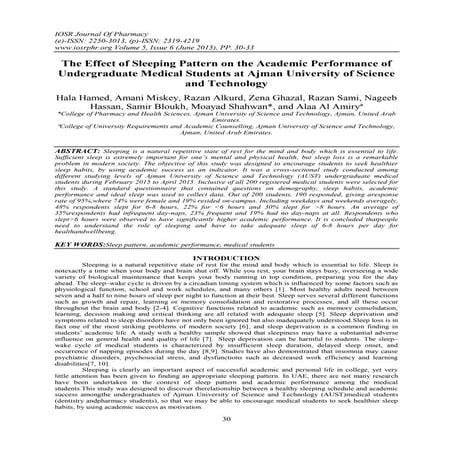The Effect of Sleeping Pattern on the Academic Performance of ...