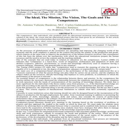 The Ideal, The Mission, The Vision, The Goals and The Competences