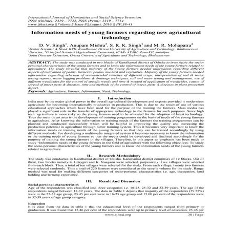 Information needs of young farmers regarding new agricultural technology