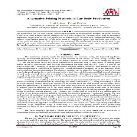 Alternative Joining Methods in Car Body Production