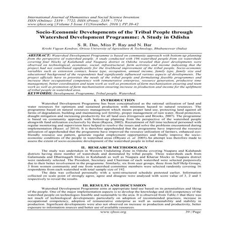 Socio-Economic Developments of the Tribal People through Watershed Developmen...