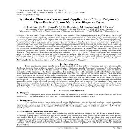 Synthesis, Characterization and Application of Some Polymeric Dyes Derived Fr...